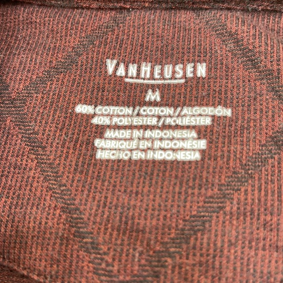 Van Heusen Burgundy Diamond Print Long Sleeve Polo - Picture 15 of 16